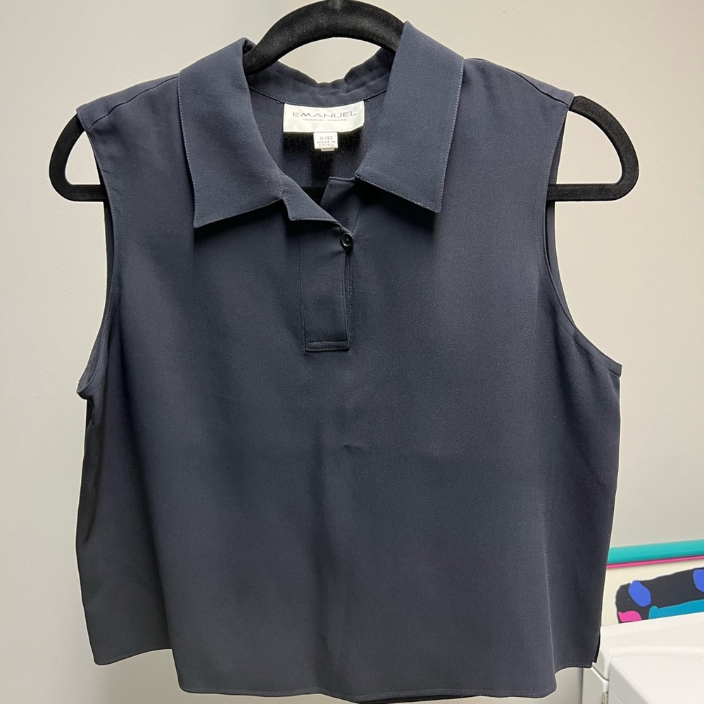Vintage Emanuel navy blue silk top